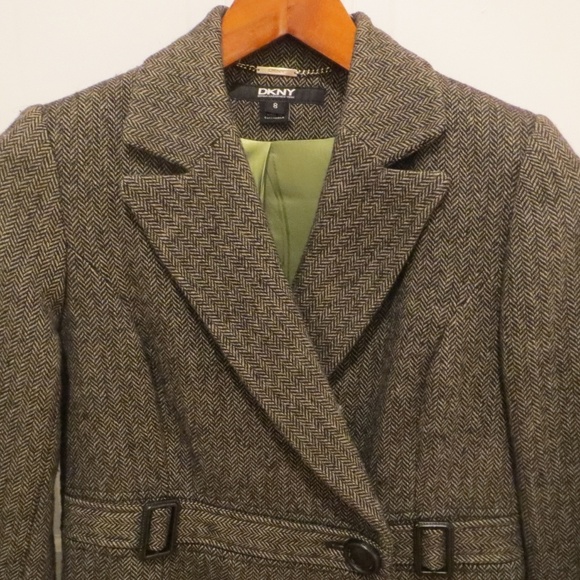 Vintage DKNY Donna Karan Women's Tweed Coat Wool overcoat - Picture 4 of 8